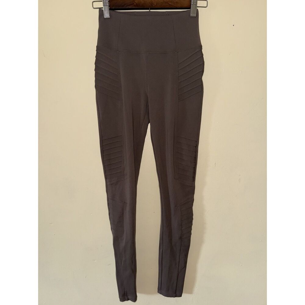 Athleta Delancey Moto Tight High Rise Leggings Brown Gray Size XXS Ankle Zip